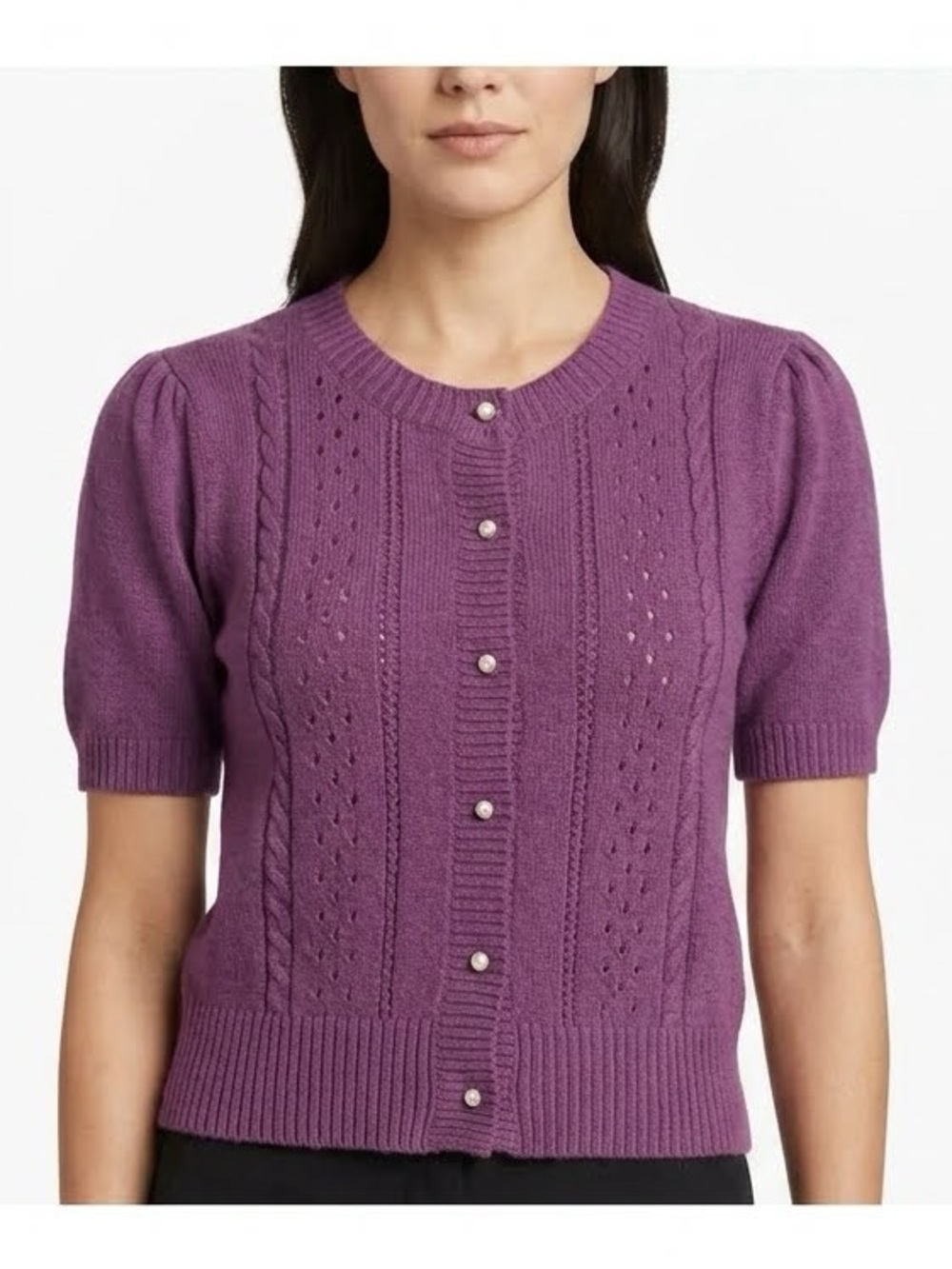 EUC s/s button up sweater size M.